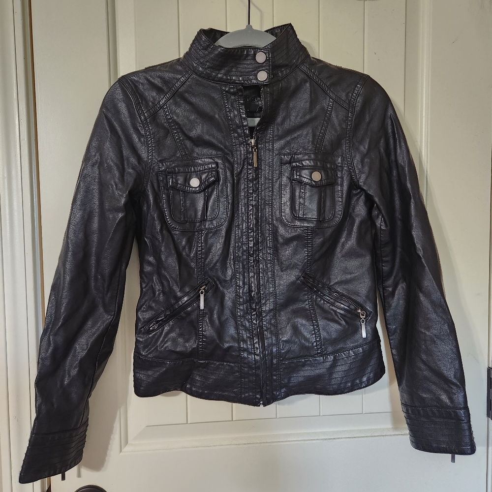 Sophia Max Faux Black Leather Jacket